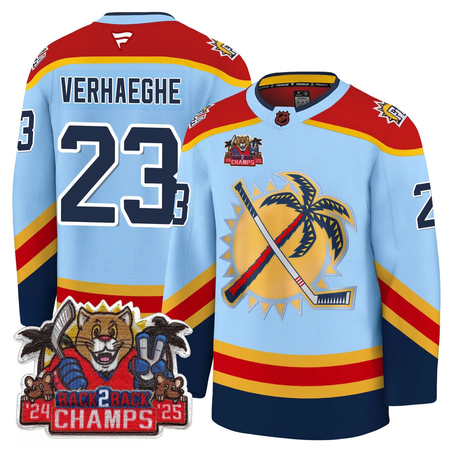 Men's Florida Panthers 2025 Stanley Cup B2B Champions Jersey - All Stitched