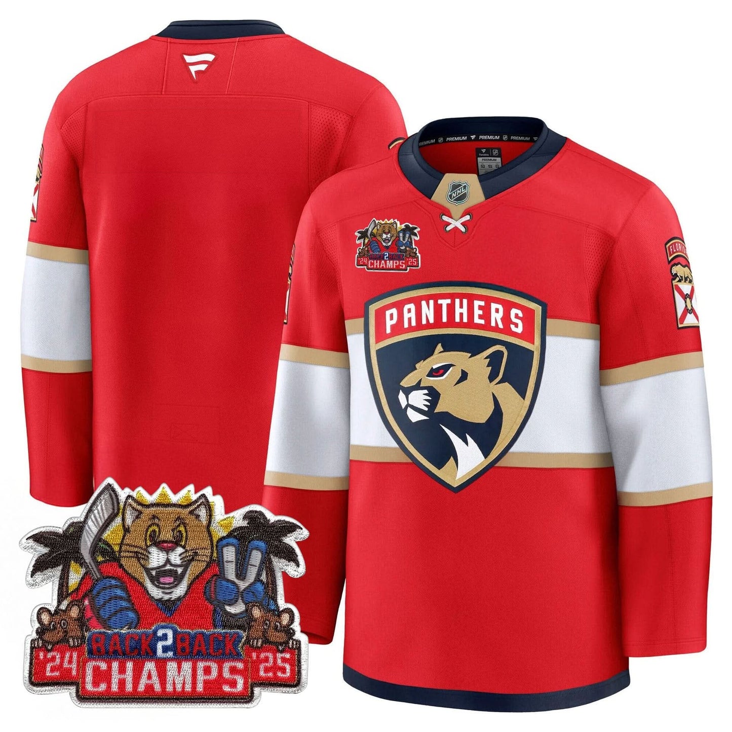 Men's Florida Panthers 2025 Stanley Cup B2B Champions Jersey - All Stitched
