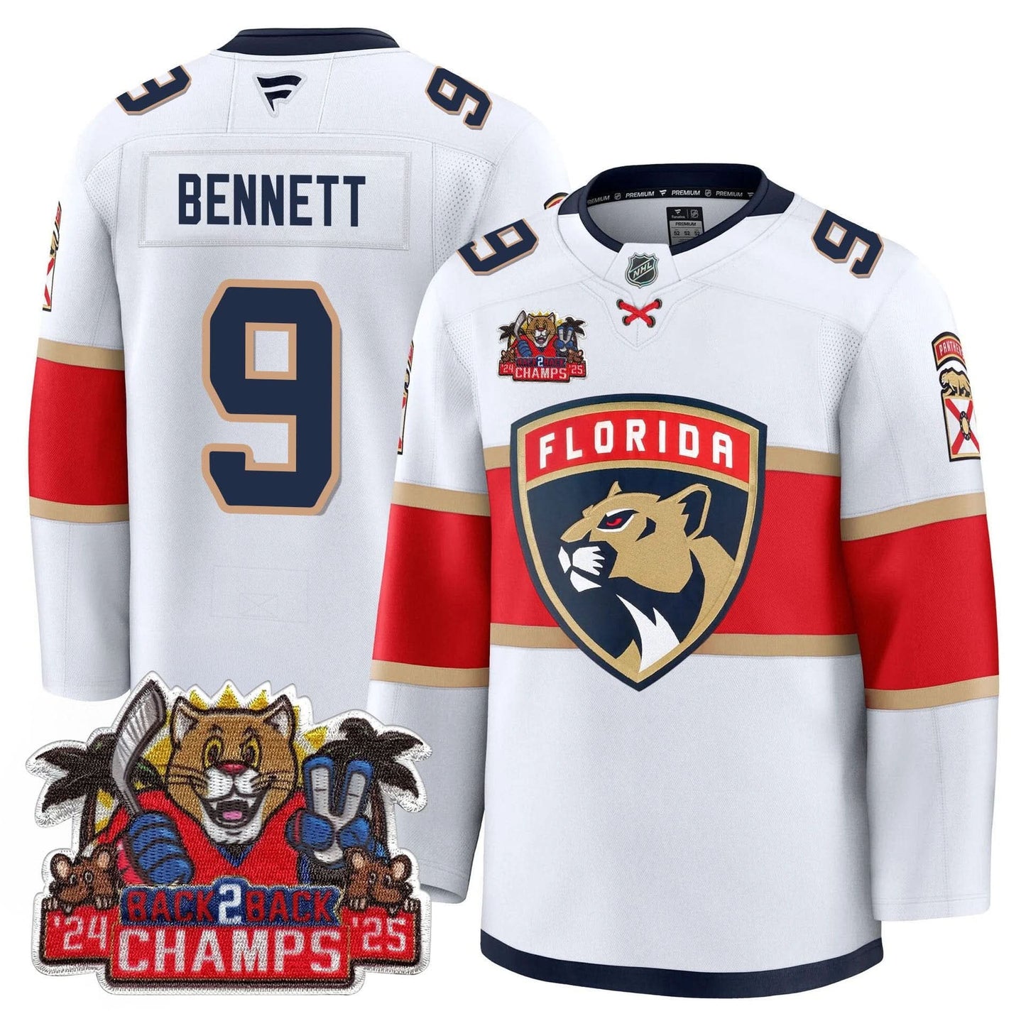 Men's Florida Panthers 2025 Stanley Cup B2B Champions Jersey - All Stitched