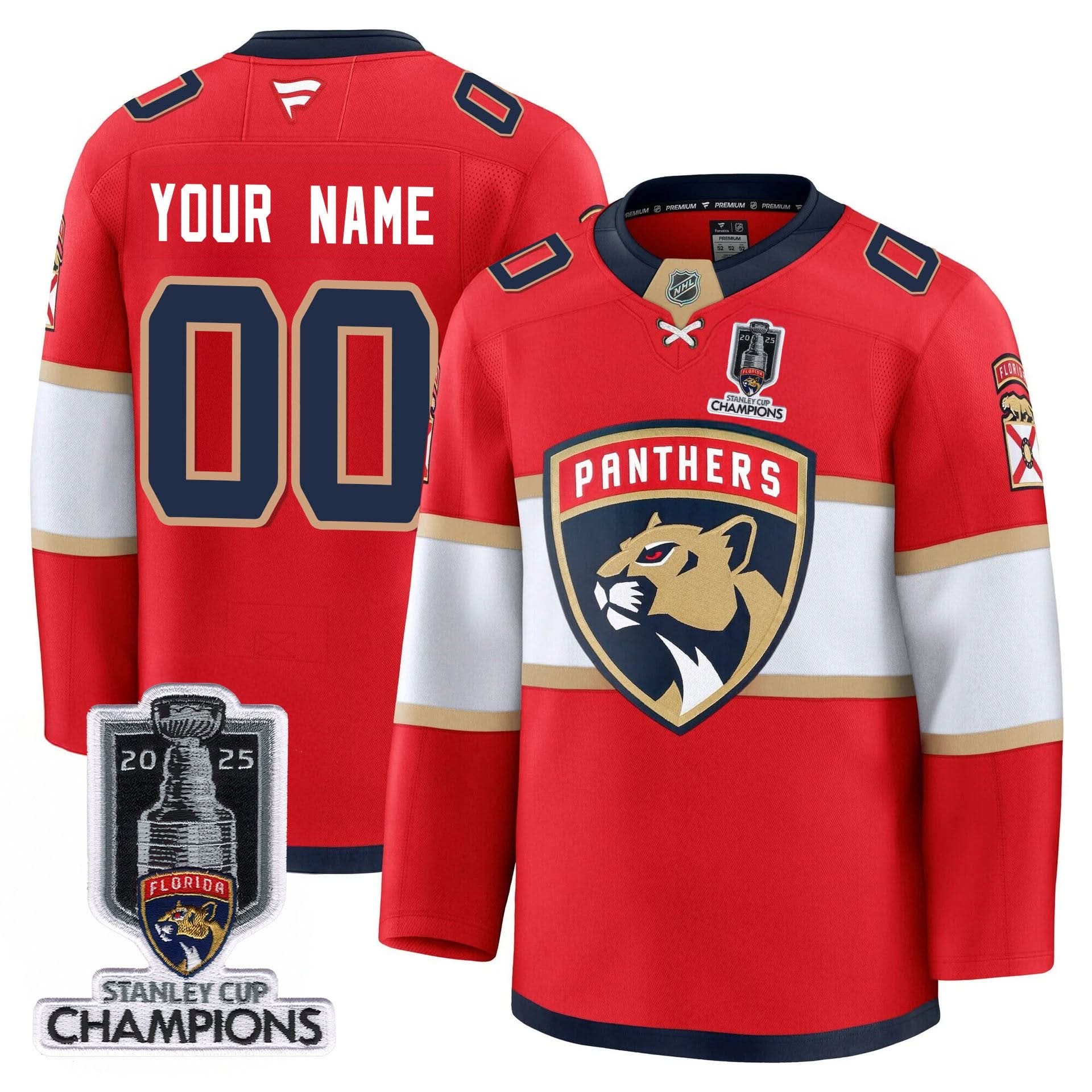 Florida Panthers 2025 Stanley Cup Champions Custom Jersey - All Stitched