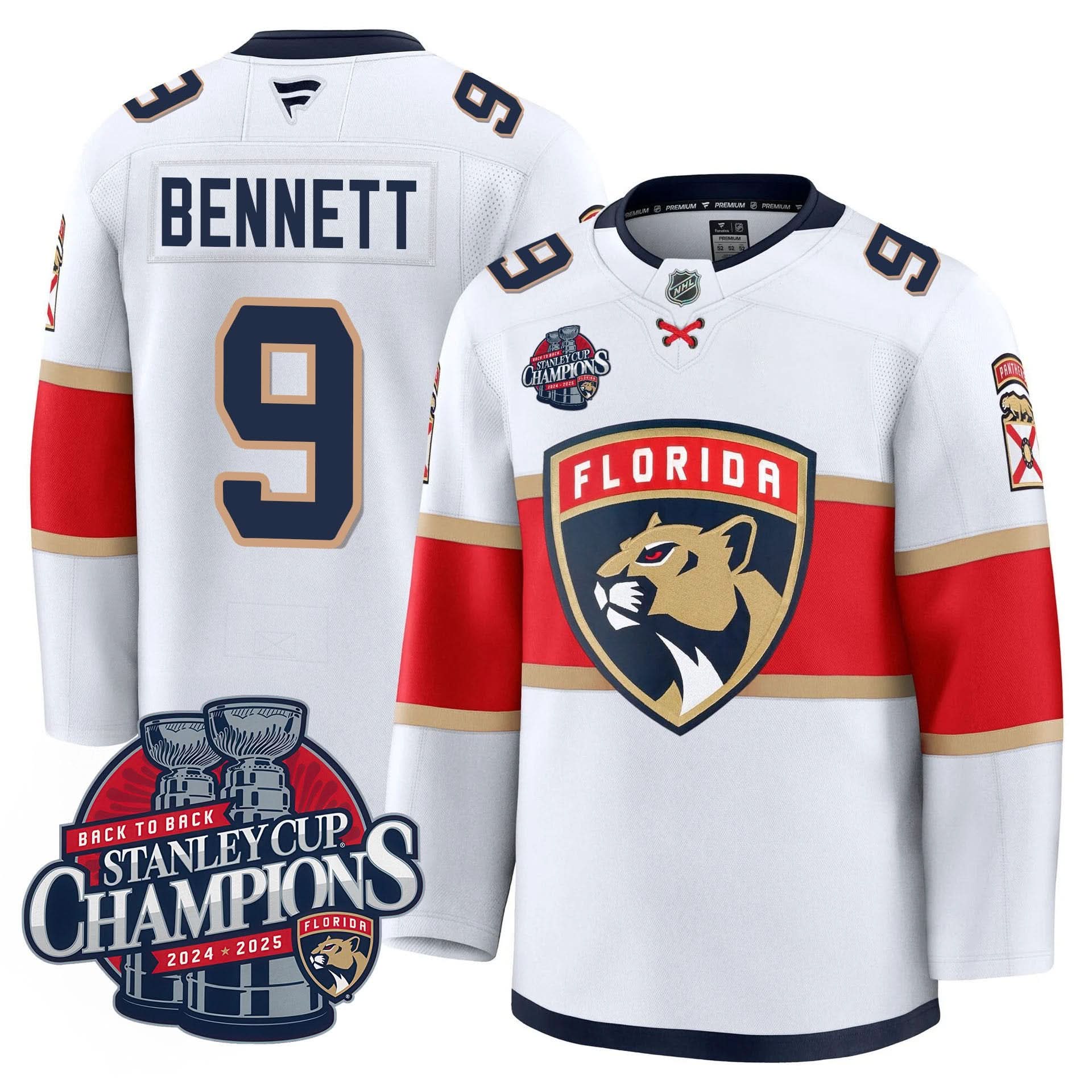 Men's Florida Panthers 2025 Stanley Cup B2B Champions Jersey N1 - All Stitched