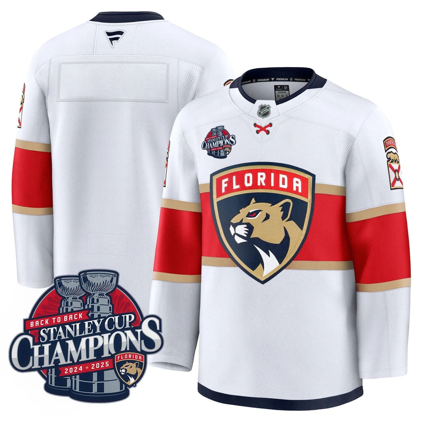 Men's Florida Panthers 2025 Stanley Cup B2B Champions Jersey N1 - All Stitched