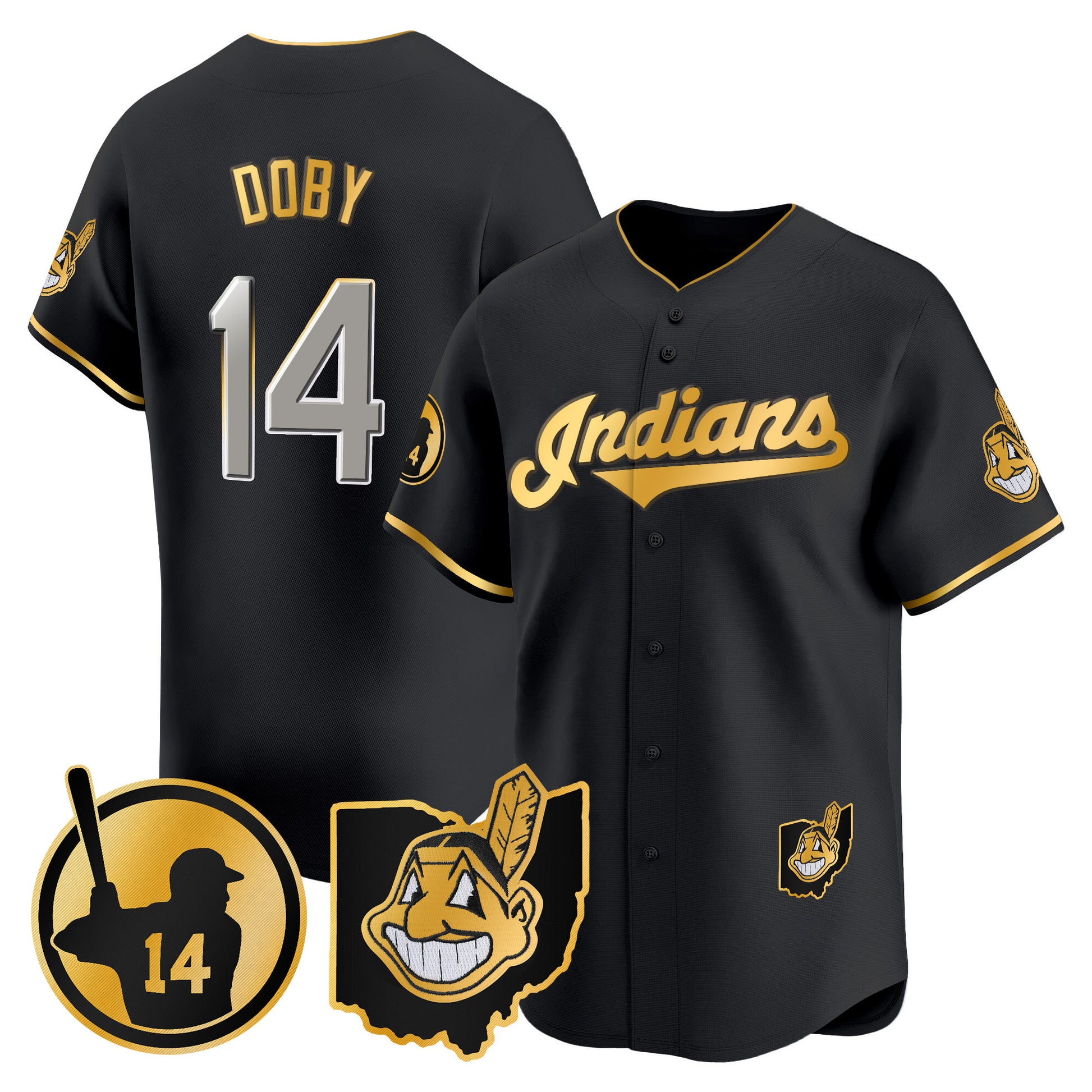 Men's Cleveland Indians Larry Doby Patch Vapor Premier Limited Jersey - All Stitched
