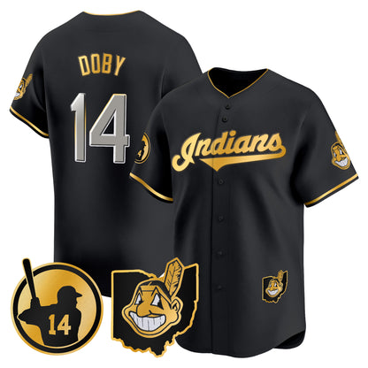 Men's Cleveland Indians Larry Doby Patch Vapor Premier Limited Jersey - All Stitched