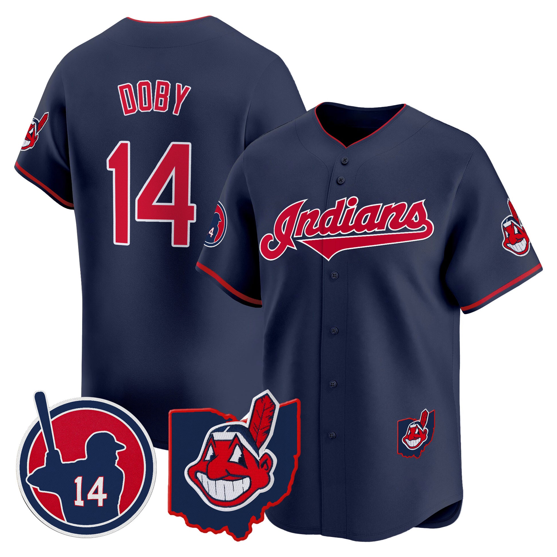 Men's Cleveland Indians Larry Doby Patch Vapor Premier Limited Jersey - All Stitched