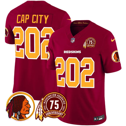 Men's Washington Redskins 75th Patch Throwback Vapor Limited Jersey - All Stitched