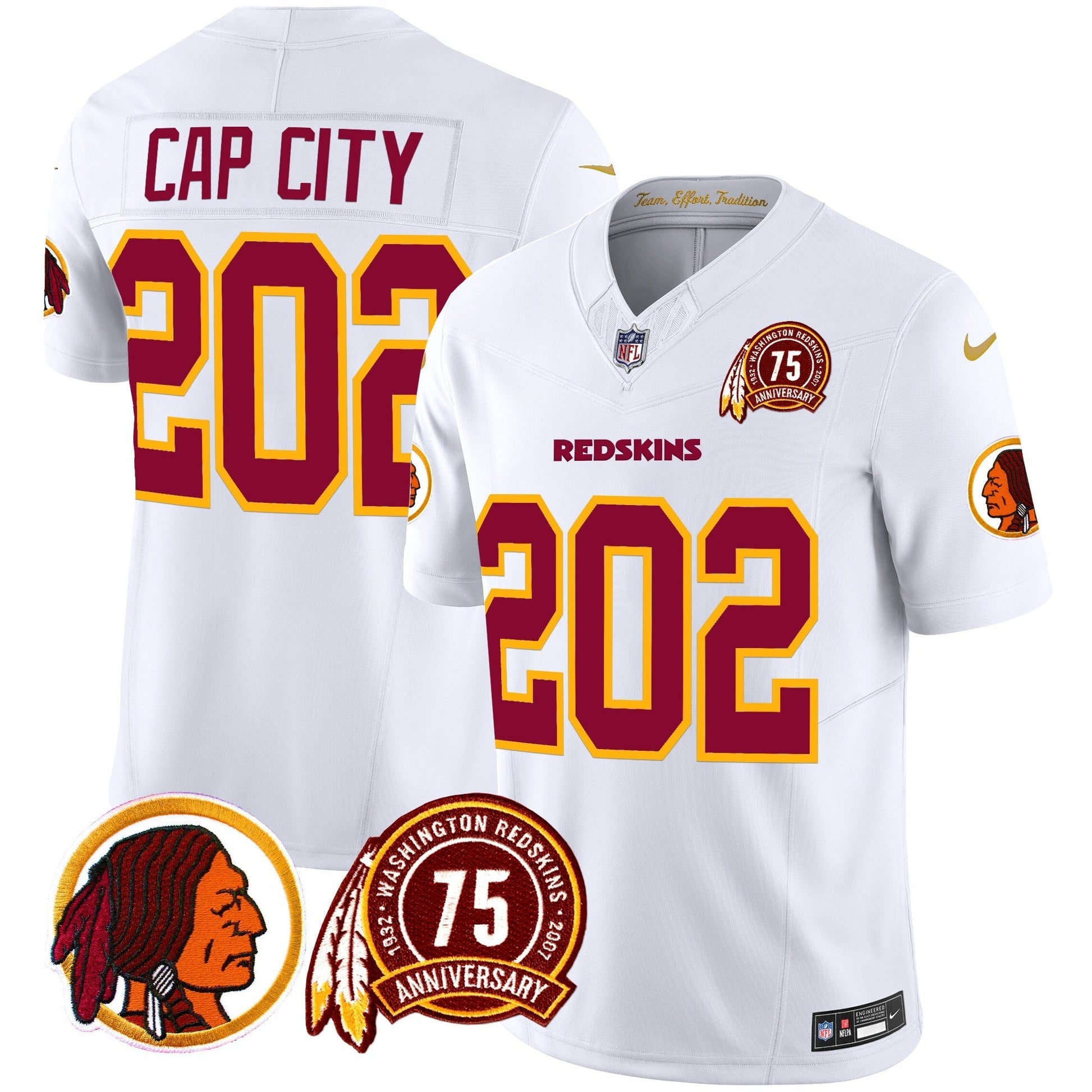 Men's Washington Redskins 75th Patch Throwback Vapor Limited Jersey - All Stitched