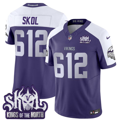 Men's Minnesota Vikings 2025 Winter Warrior Skol Patch Vapor Limited Jersey - All Stitched