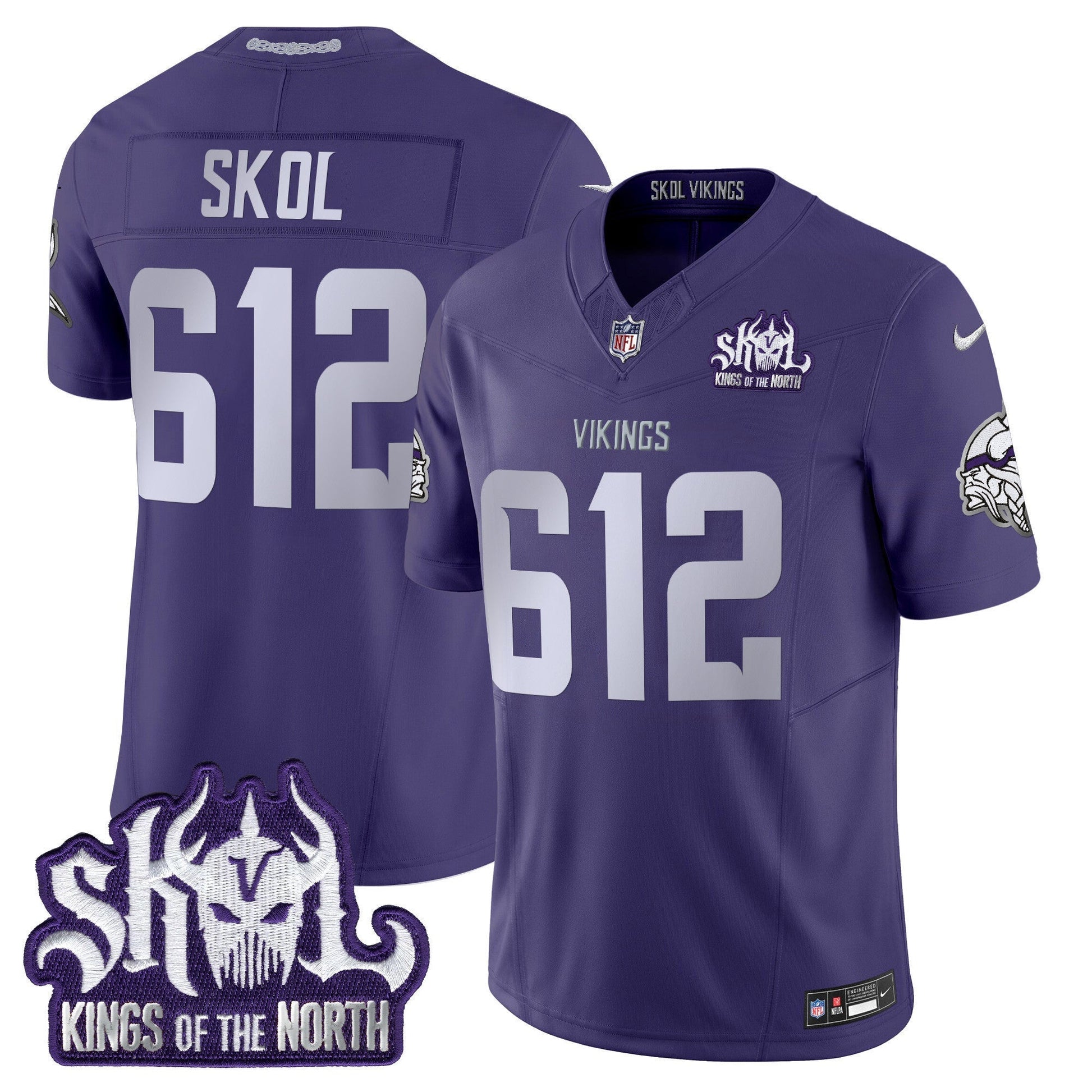 Men's Minnesota Vikings 2025 Winter Warrior Skol Patch Vapor Limited Jersey - All Stitched