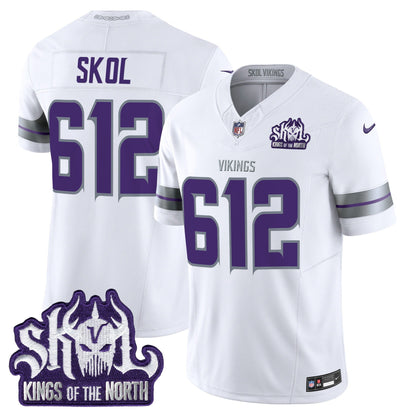 Men's Minnesota Vikings 2025 Winter Warrior Skol Patch Vapor Limited Jersey - All Stitched
