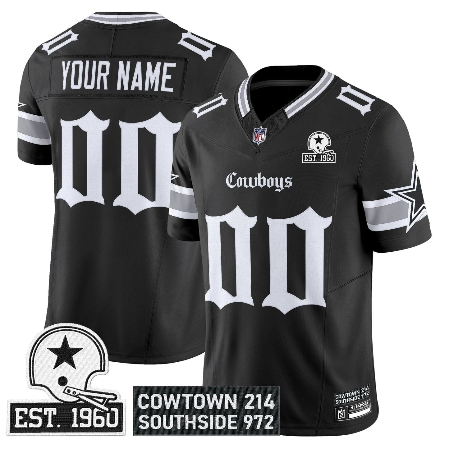 Dallas Cowboys 'Gothic Lone Star Edition' Vapor Limited Custom Jersey - All Stitched
