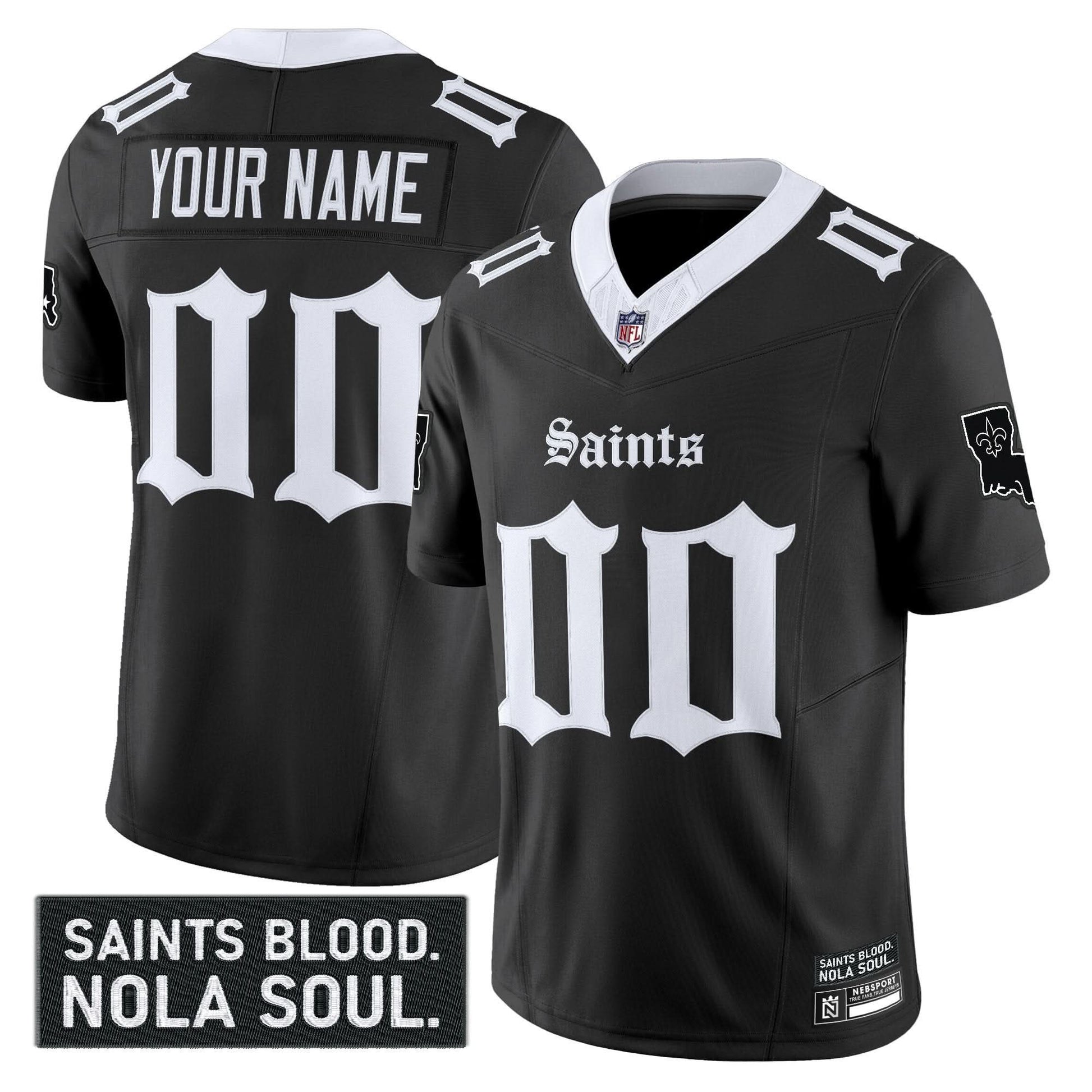 New Orleans Saints 'Gothic Vieux Carré Edition' Vapor Custom Jersey - All Stitched