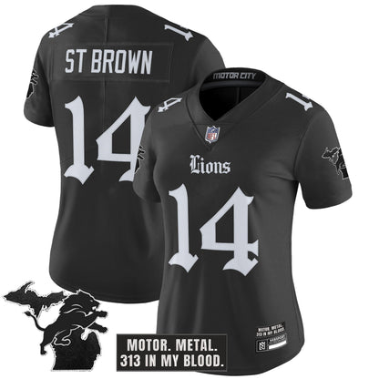Women's Detroit Lions 'Gothic Motor Grit Edition' Vapor Limited Jersey - All Stitched
