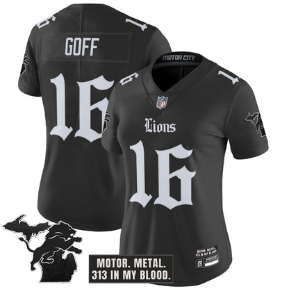 Women's Detroit Lions 'Gothic Motor Grit Edition' Vapor Limited Jersey - All Stitched