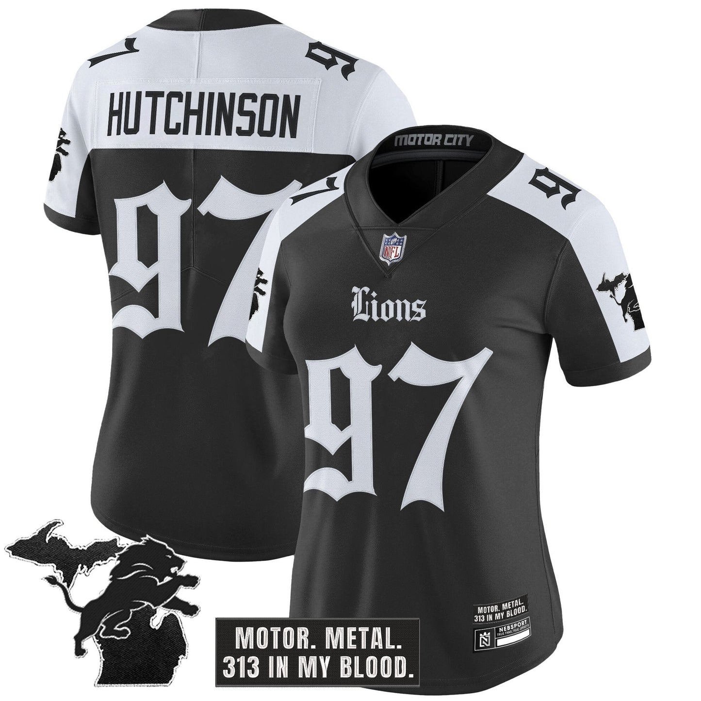 Women's Detroit Lions 'Gothic Motor Grit Edition' Vapor Limited Jersey - All Stitched