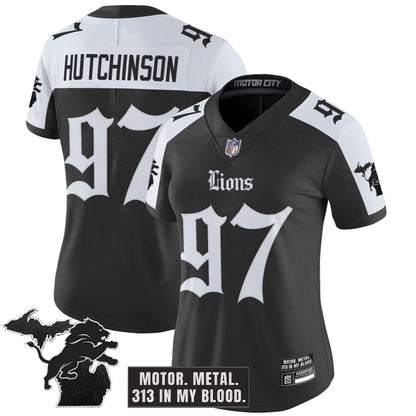 Women's Detroit Lions 'Gothic Motor Grit Edition' Vapor Limited Jersey - All Stitched