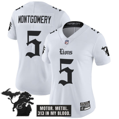 Women's Detroit Lions 'Gothic Motor Grit Edition' Vapor Limited Jersey - All Stitched