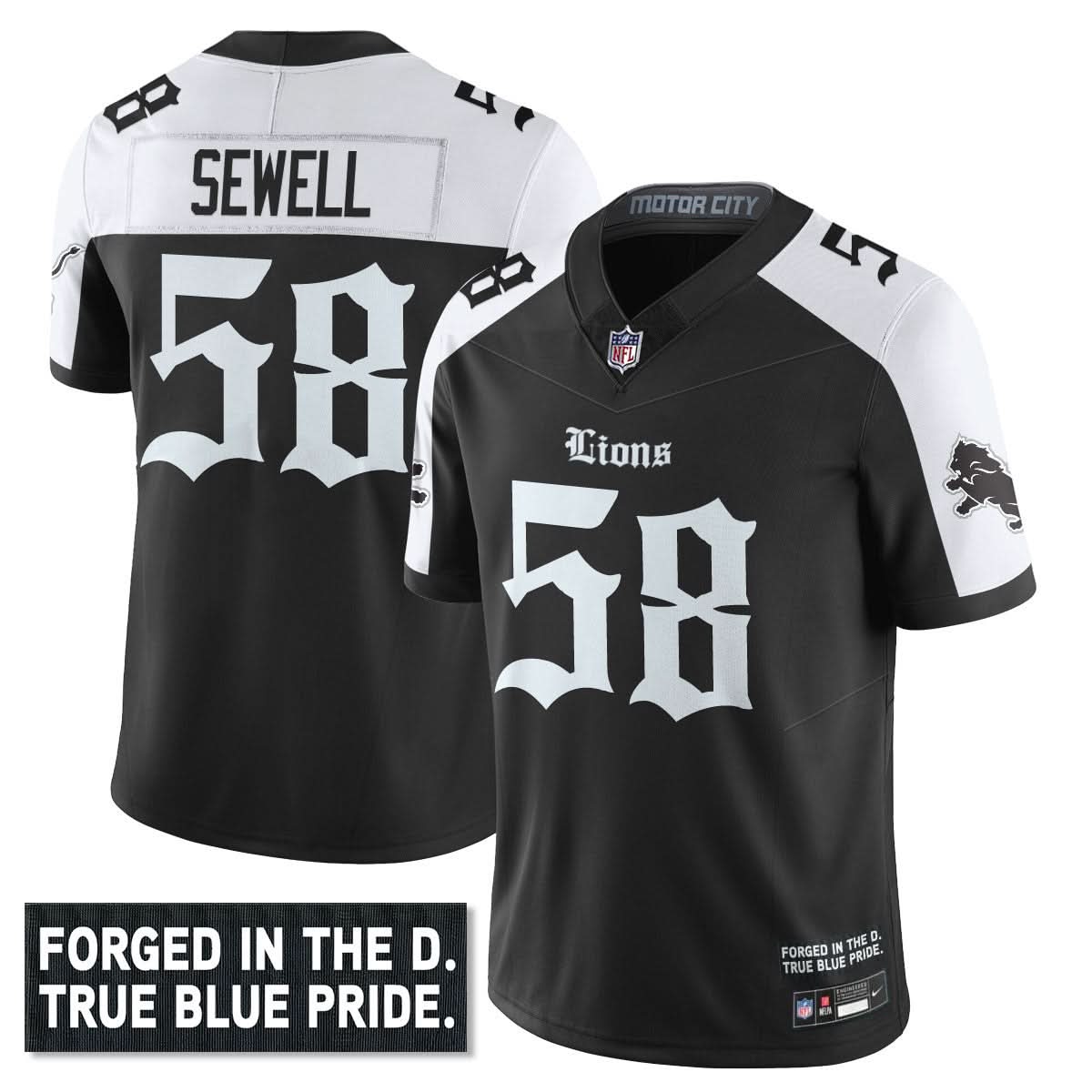 Men's Detroit Lions 'Gothic Motor City Edition' Vapor Limited Jersey - All Stitched