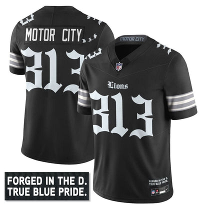 Men's Detroit Lions 'Gothic Motor City Edition' Vapor Limited Jersey - All Stitched
