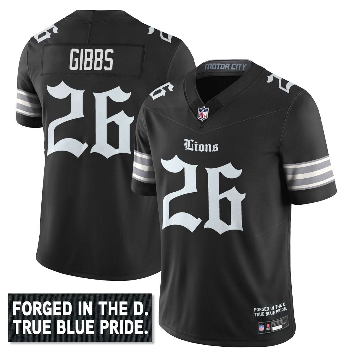 Men's Detroit Lions 'Gothic Motor City Edition' Vapor Limited Jersey - All Stitched
