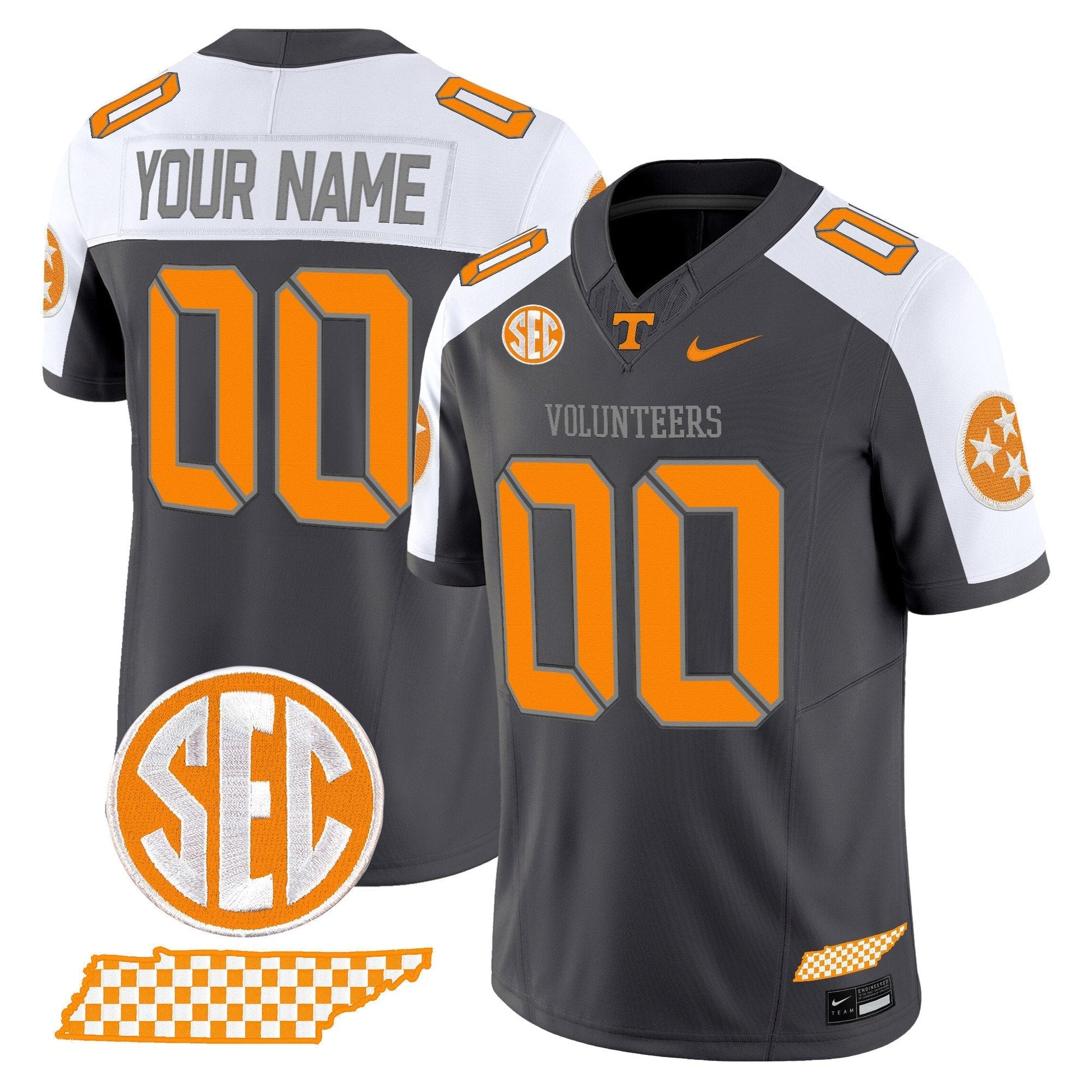 Tennessee Volunteers 2025 'Smokey Grey Series' Vapor Limited Custom Jersey V2 - All Stitched