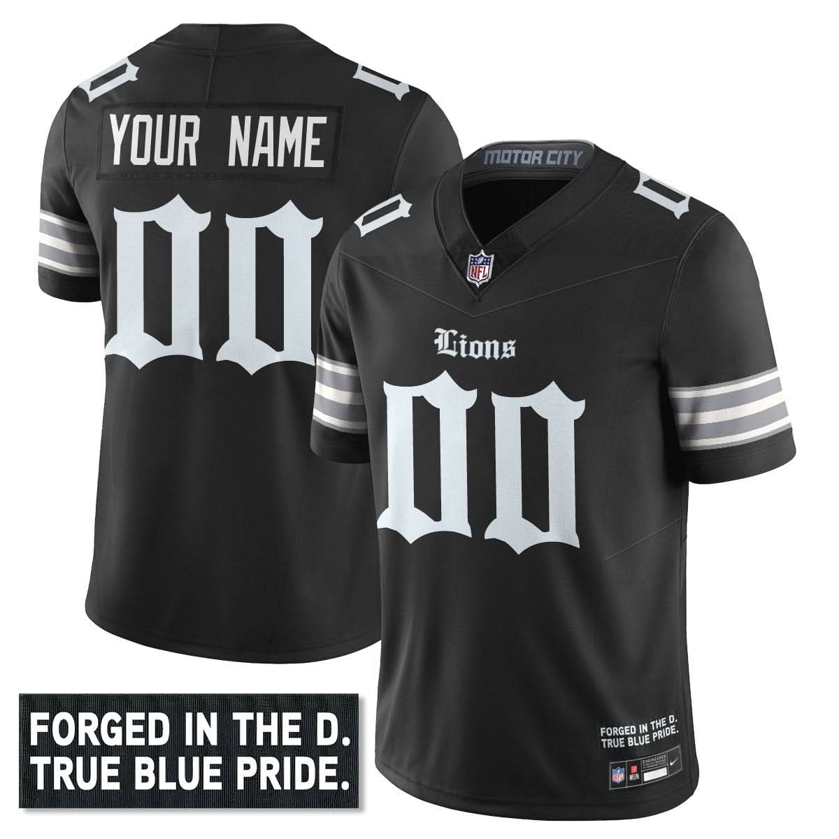 Detroit Lions 'Gothic Motor City Edition' Vapor Limited Custom Jersey - All Stitched