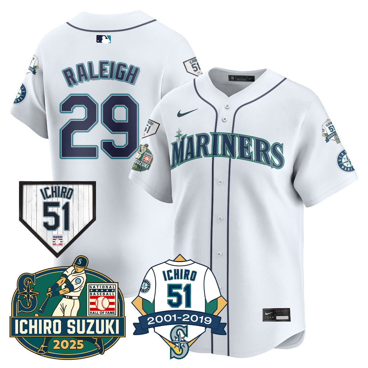 SEA Ichiro Number Retirement Jersey - All Stitched