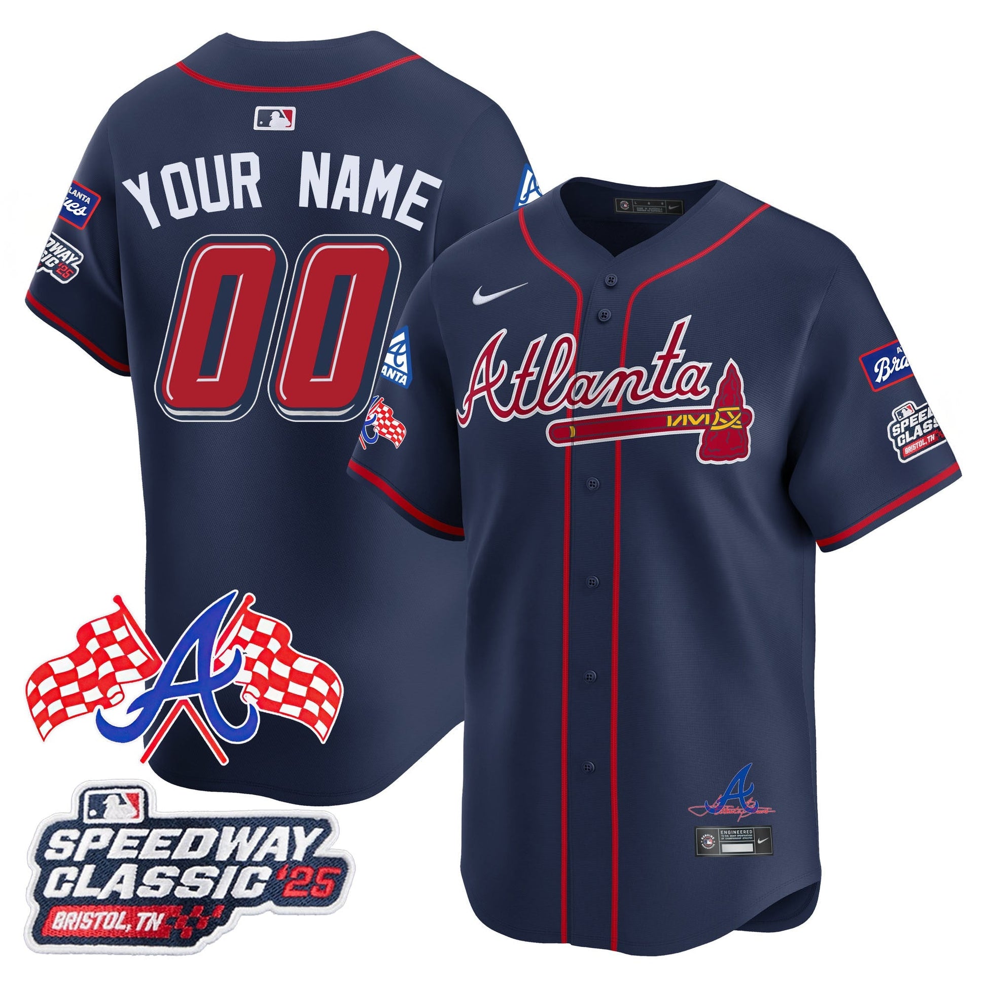 Men's Atlanta Braves 2025 Speedway Classic Limited Jersey V1 - All Stitched