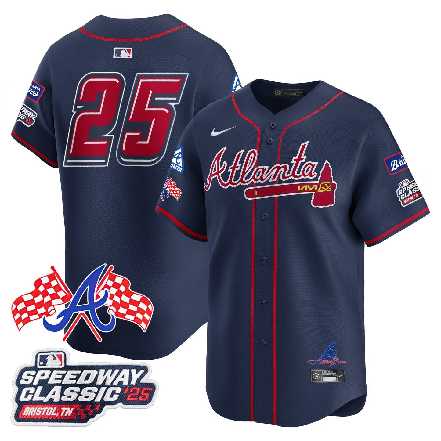 Men's Atlanta Braves 2025 Speedway Classic Limited Jersey V1 - All Stitched