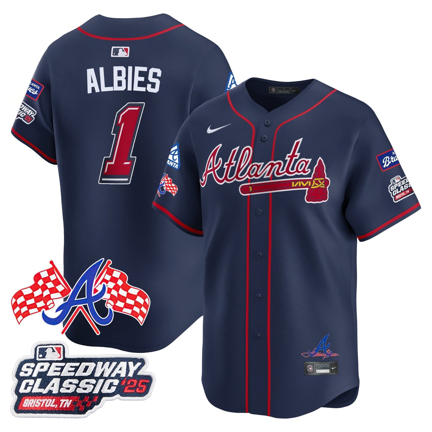 Men's Atlanta Braves 2025 Speedway Classic Limited Jersey V1 - All Stitched