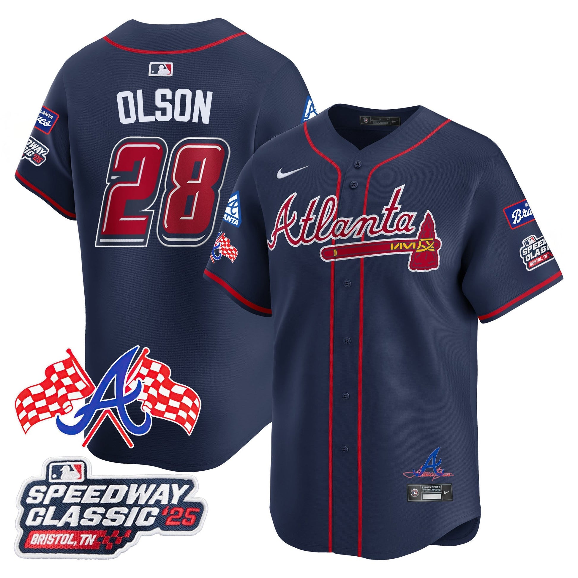 Men's Atlanta Braves 2025 Speedway Classic Limited Jersey V1 - All Stitched