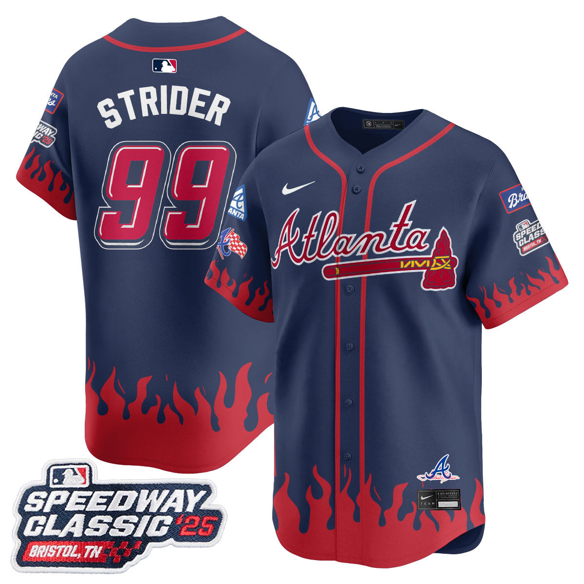 Men's Atlanta Braves 2025 Speedway Classic Limited Jersey V2 - All Stitched