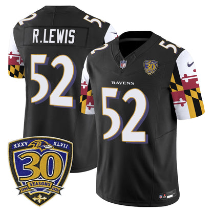 Men's Baltimore Ravens 'Maryland Flag Edition' Vapor Limited Jersey - 30th Anniversary Patch - All Stitched