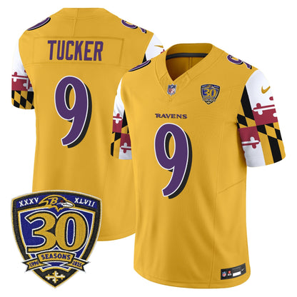 Men's Baltimore Ravens 'Maryland Flag Edition' Vapor Limited Jersey - 30th Anniversary Patch - All Stitched