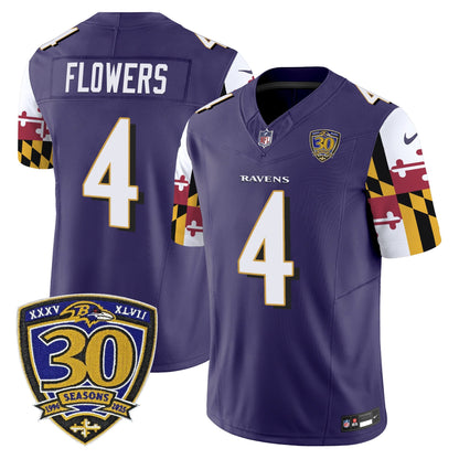 Men's Baltimore Ravens 'Maryland Flag Edition' Vapor Limited Jersey - 30th Anniversary Patch - All Stitched