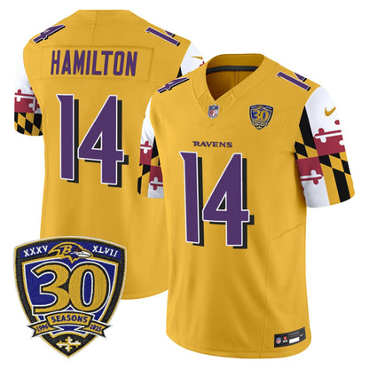 Men's Baltimore Ravens 'Maryland Flag Edition' Vapor Limited Jersey - 30th Anniversary Patch - All Stitched