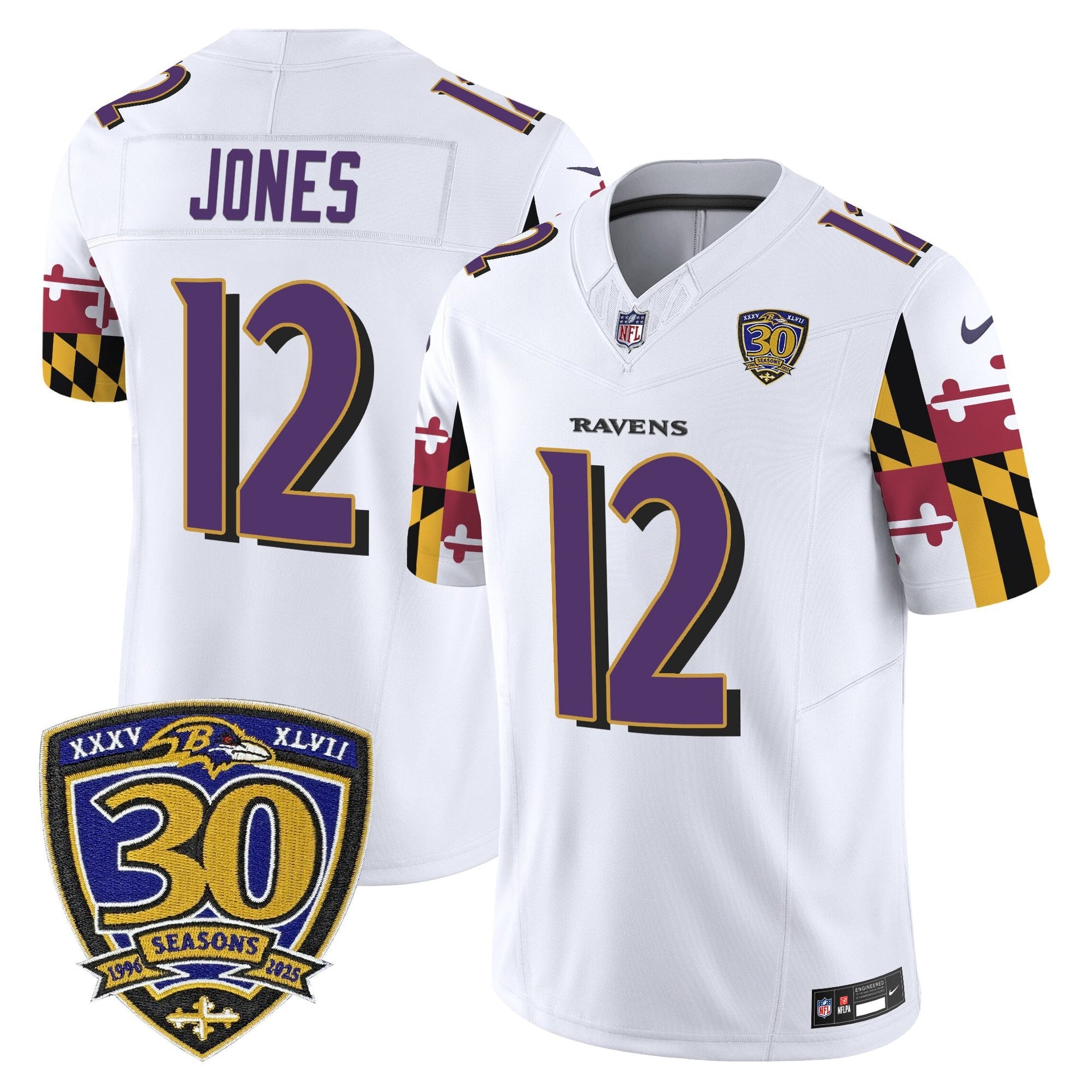 Men's Baltimore Ravens 'Maryland Flag Edition' Vapor Limited Jersey - 30th Anniversary Patch - All Stitched