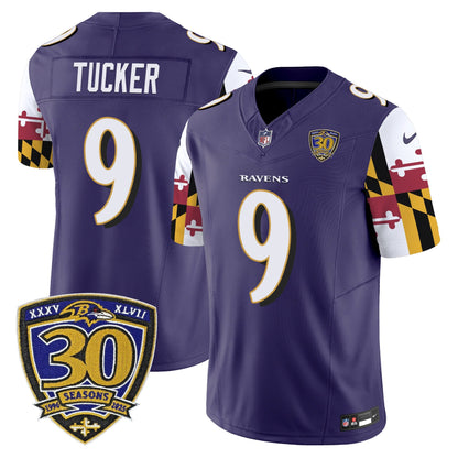 Men's Baltimore Ravens 'Maryland Flag Edition' Vapor Limited Jersey - 30th Anniversary Patch - All Stitched