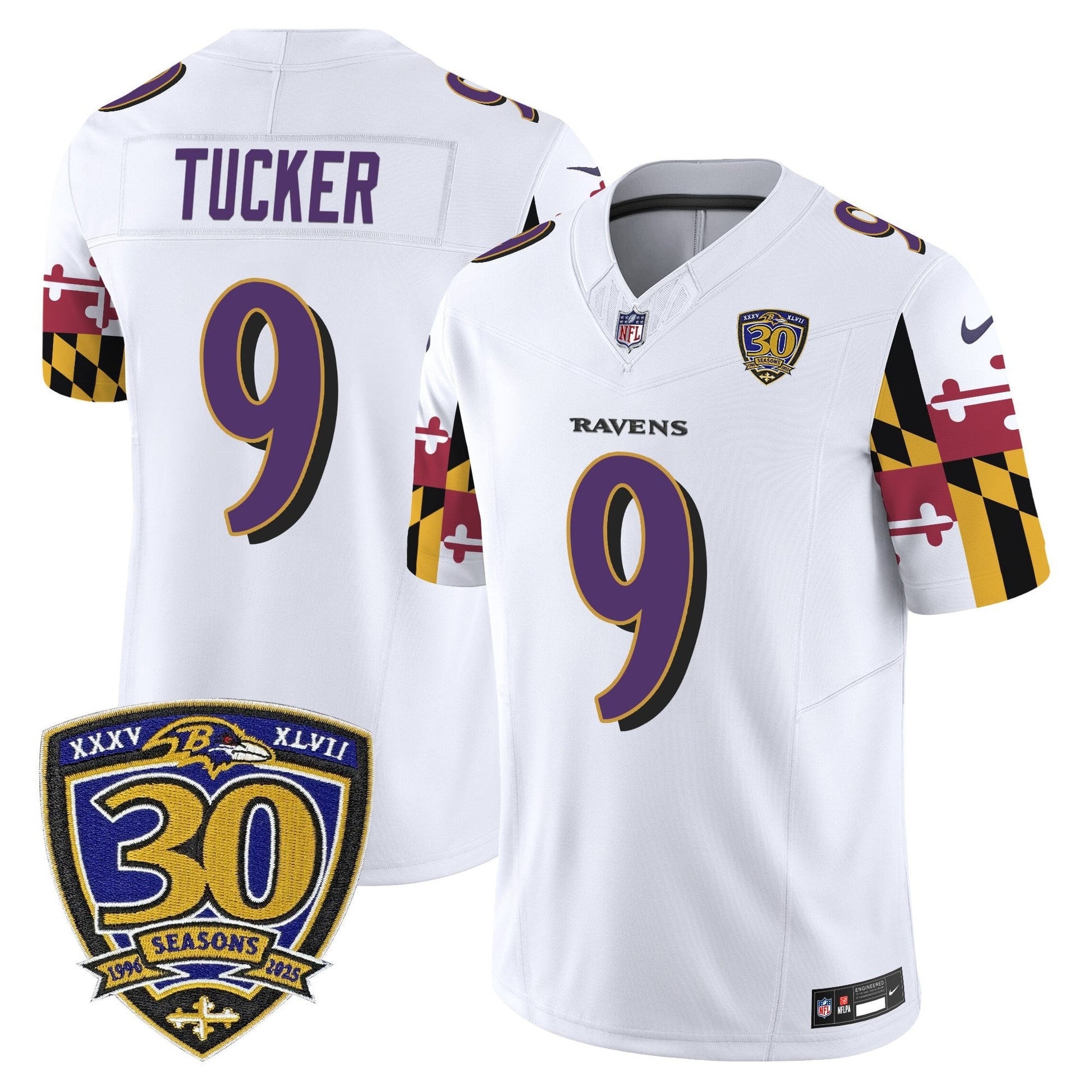 Men's Baltimore Ravens 'Maryland Flag Edition' Vapor Limited Jersey - 30th Anniversary Patch - All Stitched