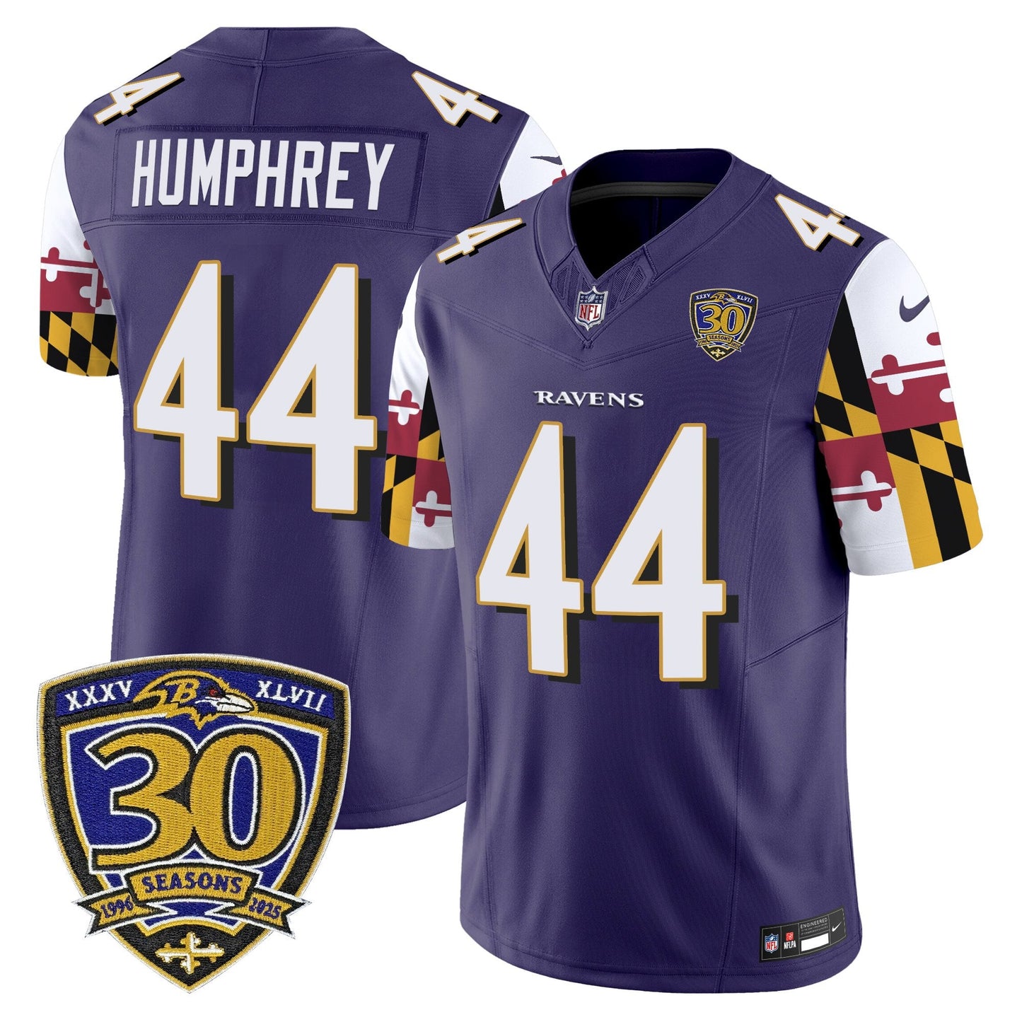 Men's Baltimore Ravens 'Maryland Flag Edition' Vapor Limited Jersey - 30th Anniversary Patch - All Stitched