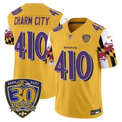 Men's Baltimore Ravens 'Maryland Flag Edition' Vapor Limited Jersey - 30th Anniversary Patch - All Stitched