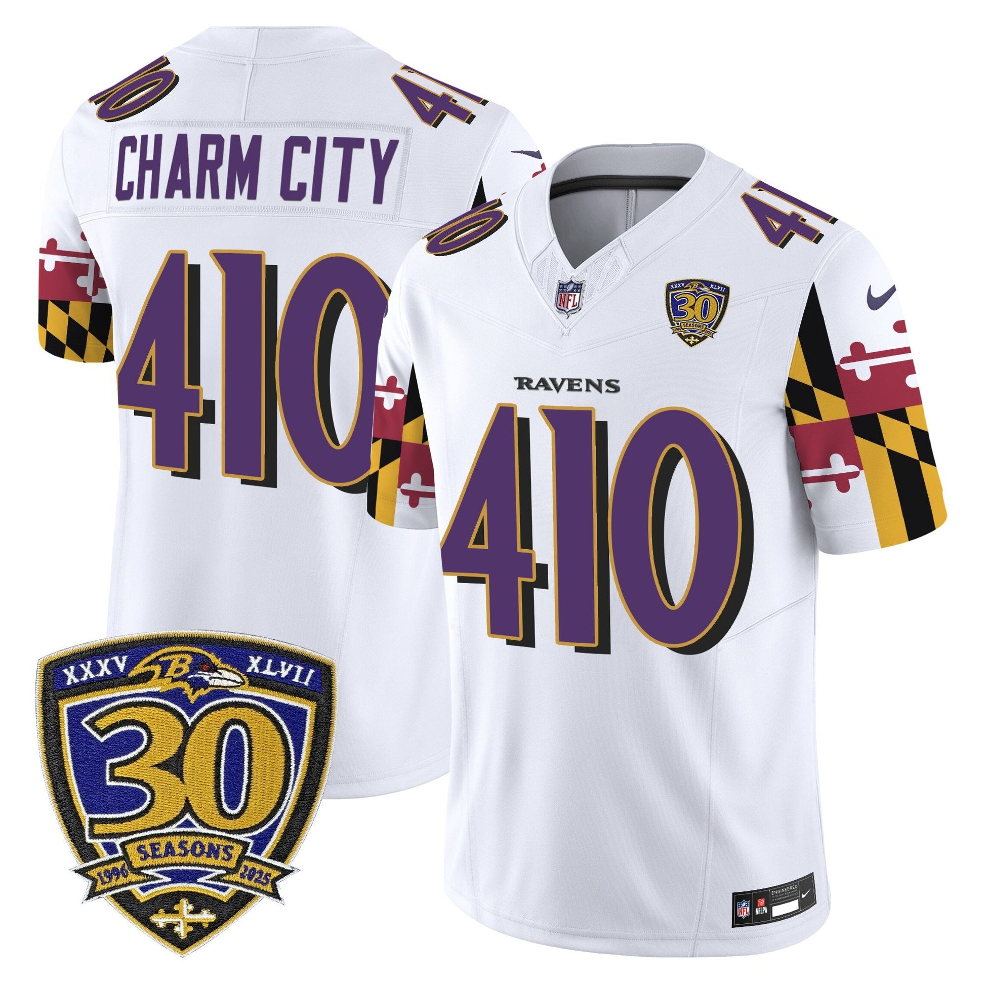 Men's Baltimore Ravens 'Maryland Flag Edition' Vapor Limited Jersey - 30th Anniversary Patch - All Stitched