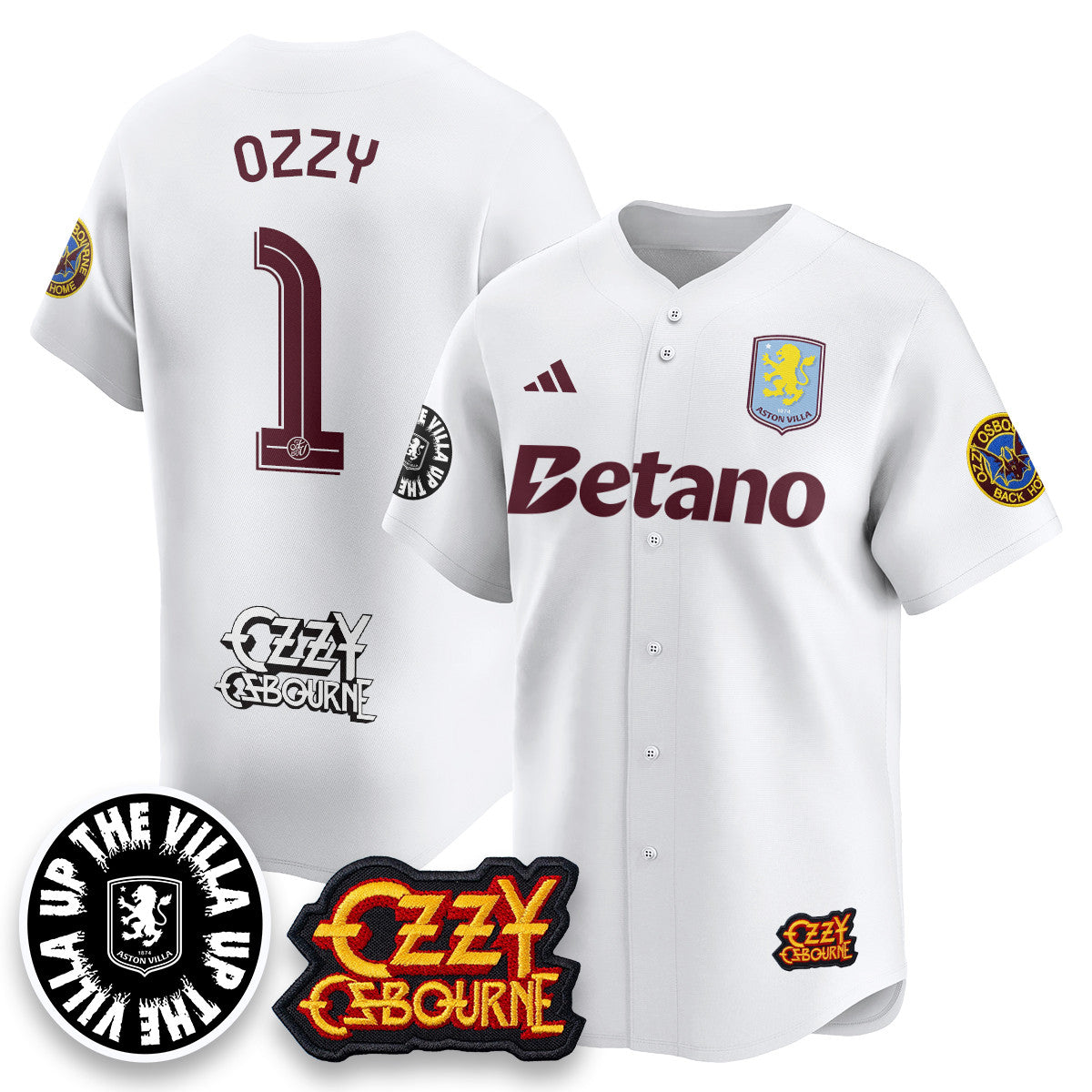 Aston Villa Ozzy Osbourne Back Home Baseball Custom Jersey - All Stitched