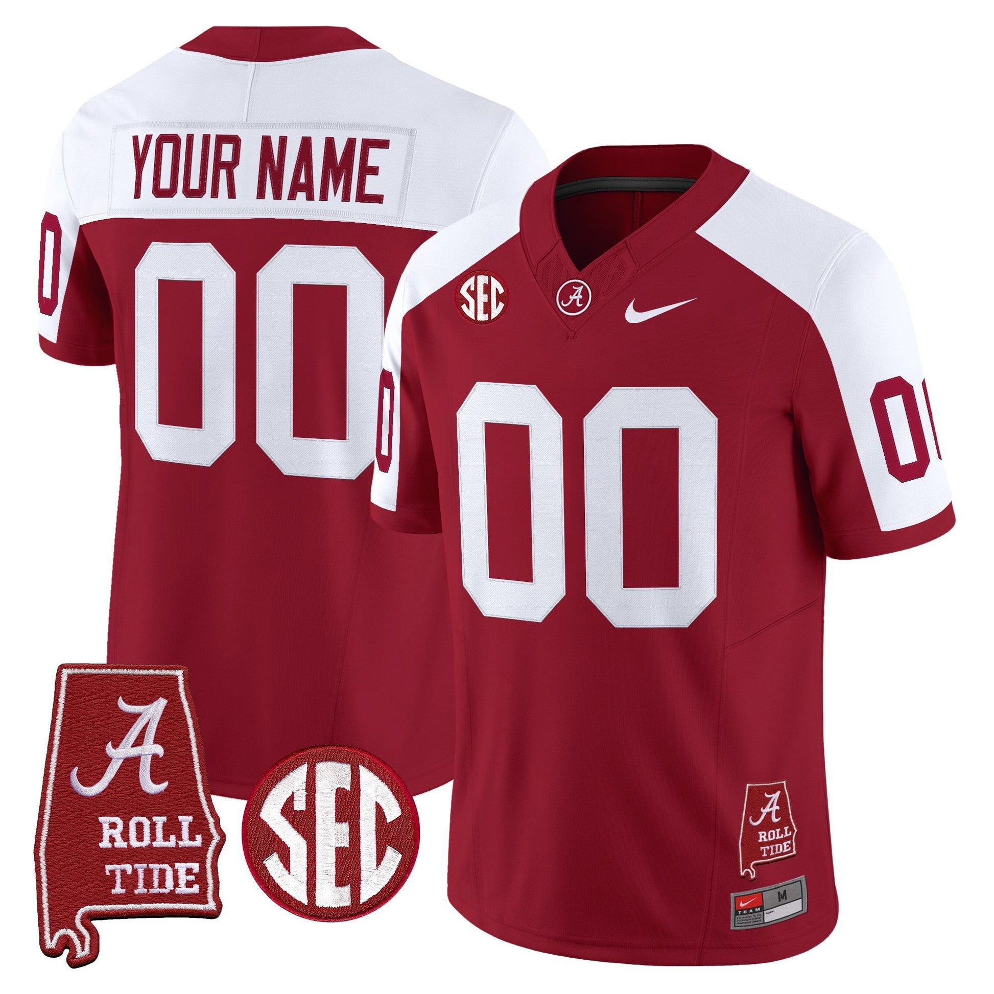 Alabama Crimson Tide Throwback Vapor Limited Custom Jersey - Alabama Map - All Stitched