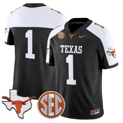 Men's Texas Longhorns 2025 State Map & SEC Patch Vapor Limited Jersey - All Stitched