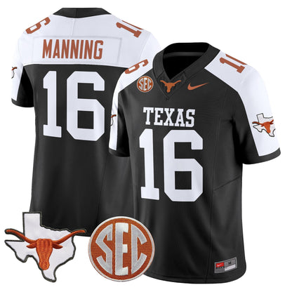 Men's Texas Longhorns 2025 State Map & SEC Patch Vapor Limited Jersey - All Stitched