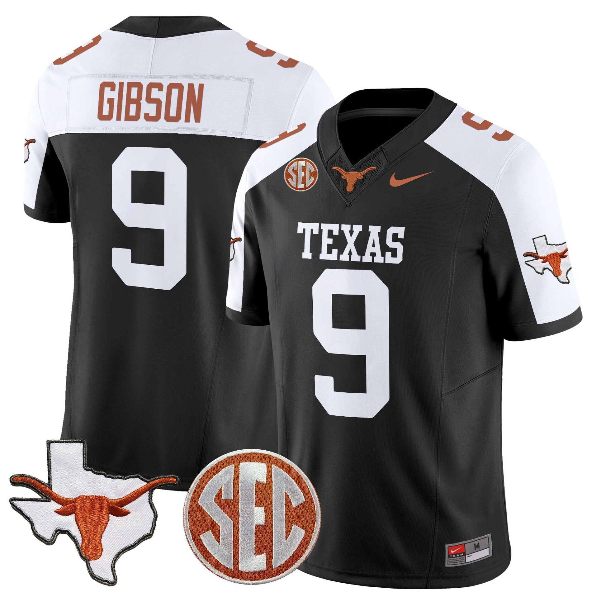 Men's Texas Longhorns 2025 State Map & SEC Patch Vapor Limited Jersey - All Stitched