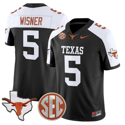 Men's Texas Longhorns 2025 State Map & SEC Patch Vapor Limited Jersey - All Stitched