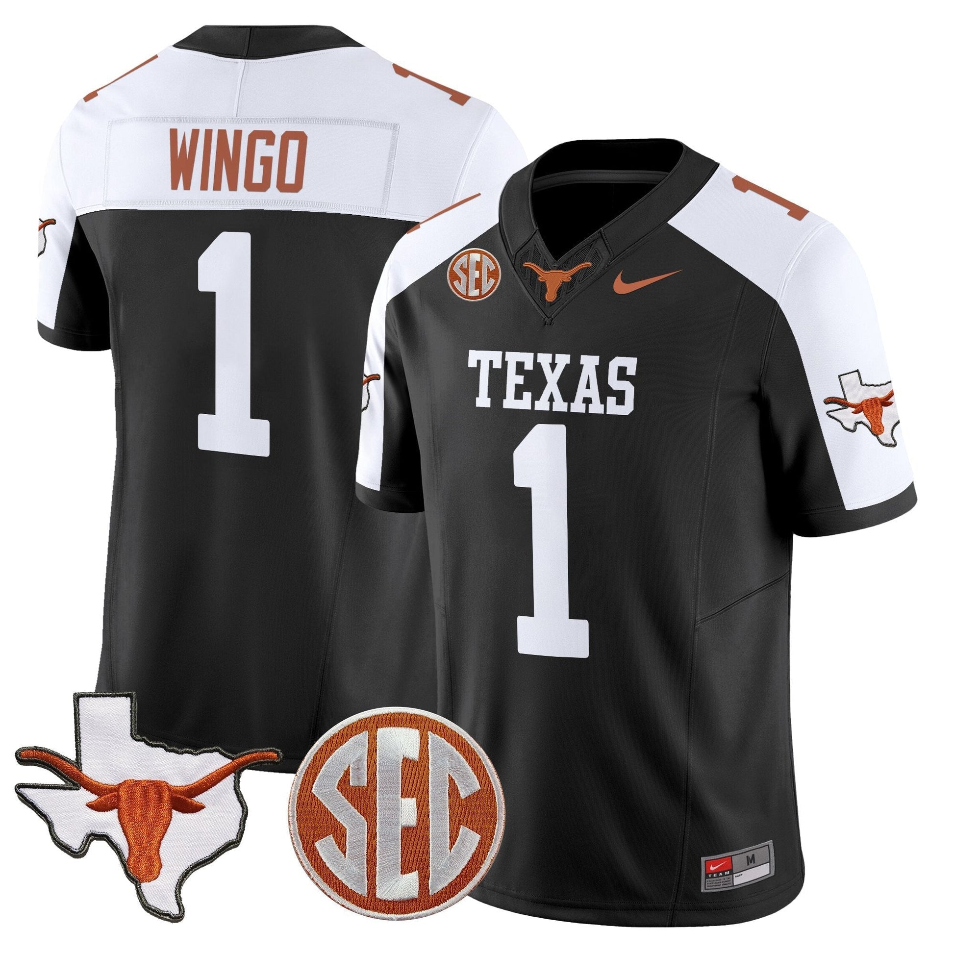 Men's Texas Longhorns 2025 State Map & SEC Patch Vapor Limited Jersey - All Stitched