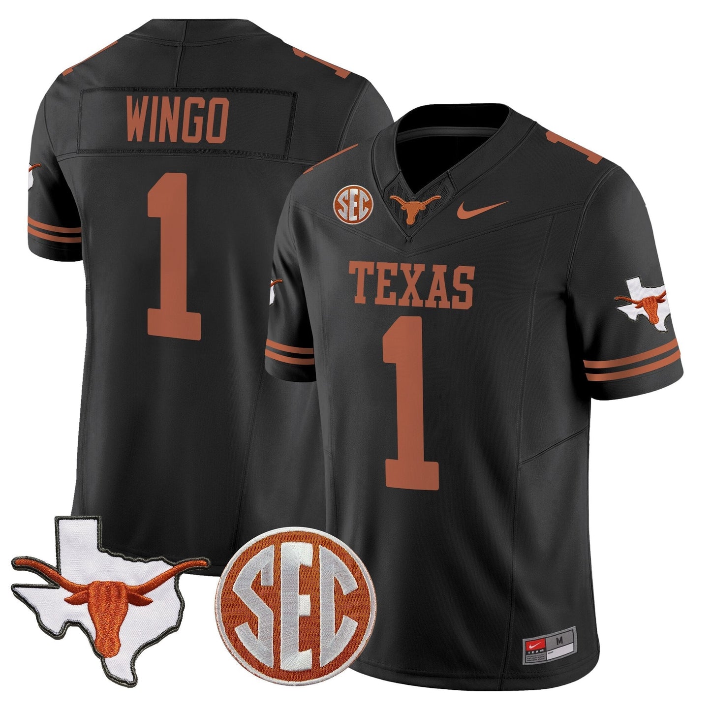 Men's Texas Longhorns 2025 State Map & SEC Patch Vapor Limited Jersey - All Stitched